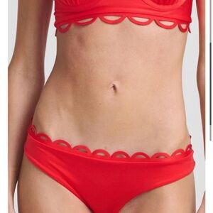 Red Scalloped Bikini Bottoms